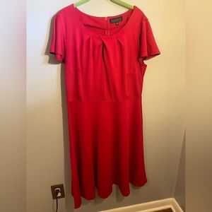 Eloquii Magenta A Line Flutter Sleeve Dress with Keyhole Detail